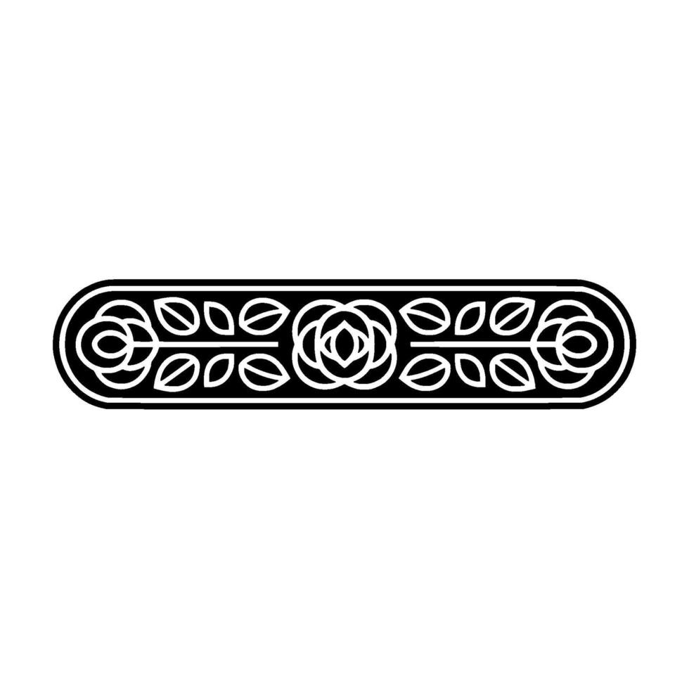 Geometric Rose and Leaf Border Minimalist Element vector