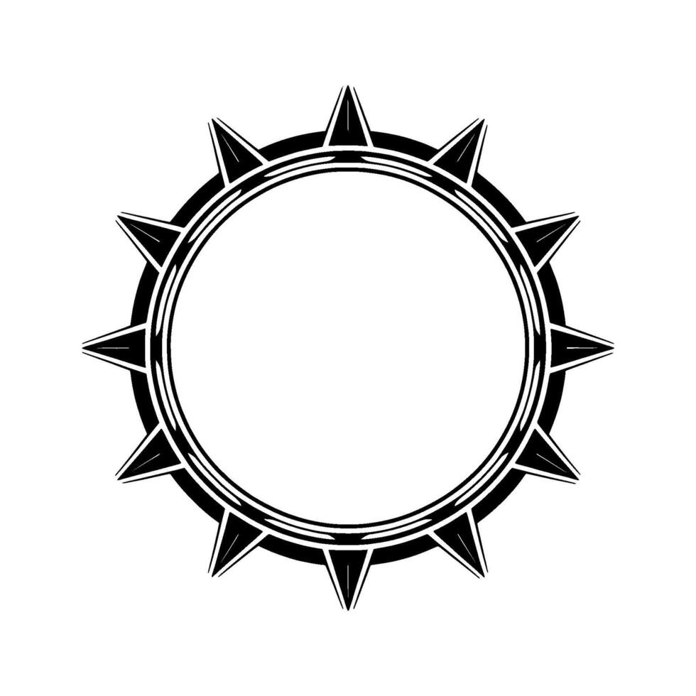 Geometric Circle Black Spiked Frame on White Background vector