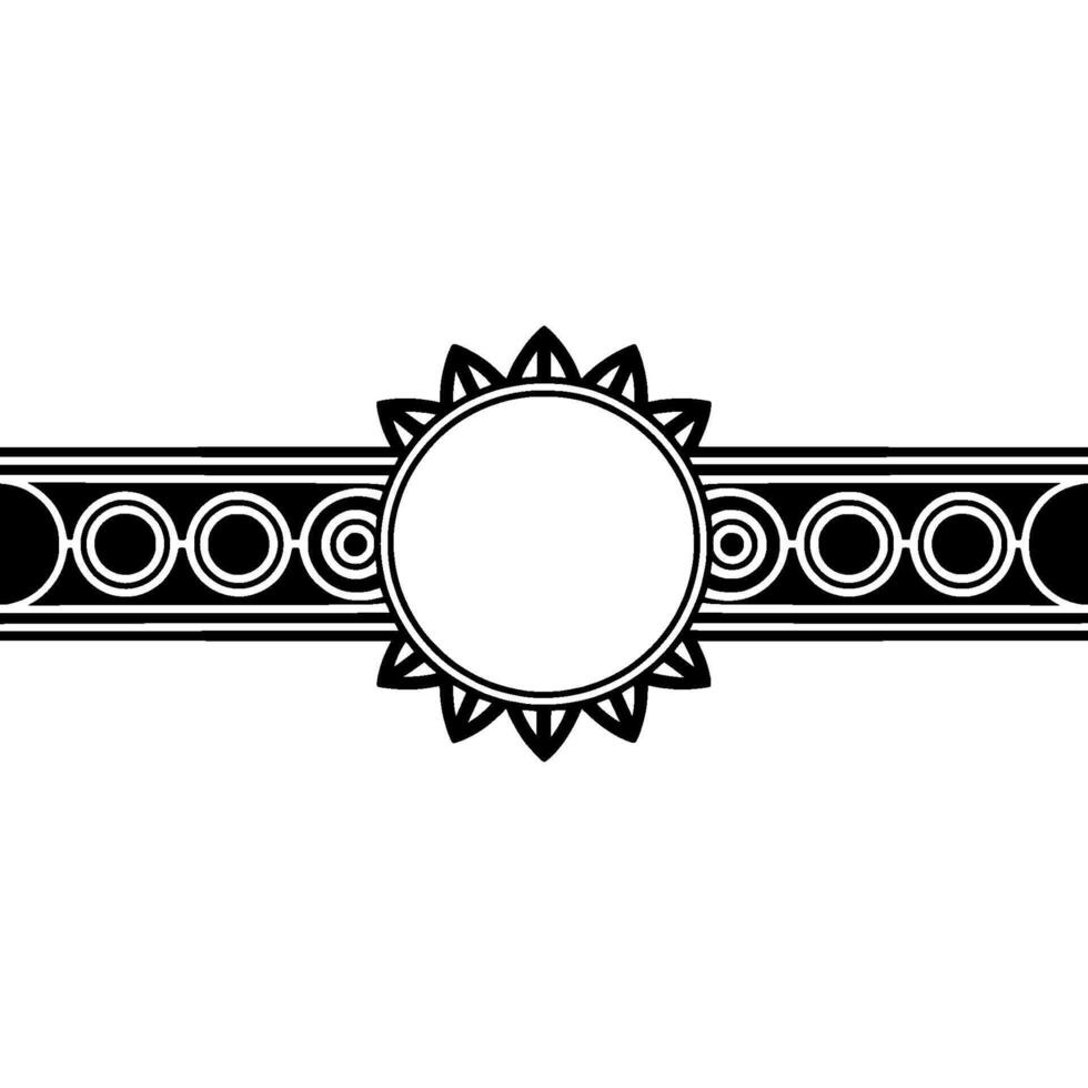 Deco-Inspired Element with Blank Circle for Text - Elegant Black White vector
