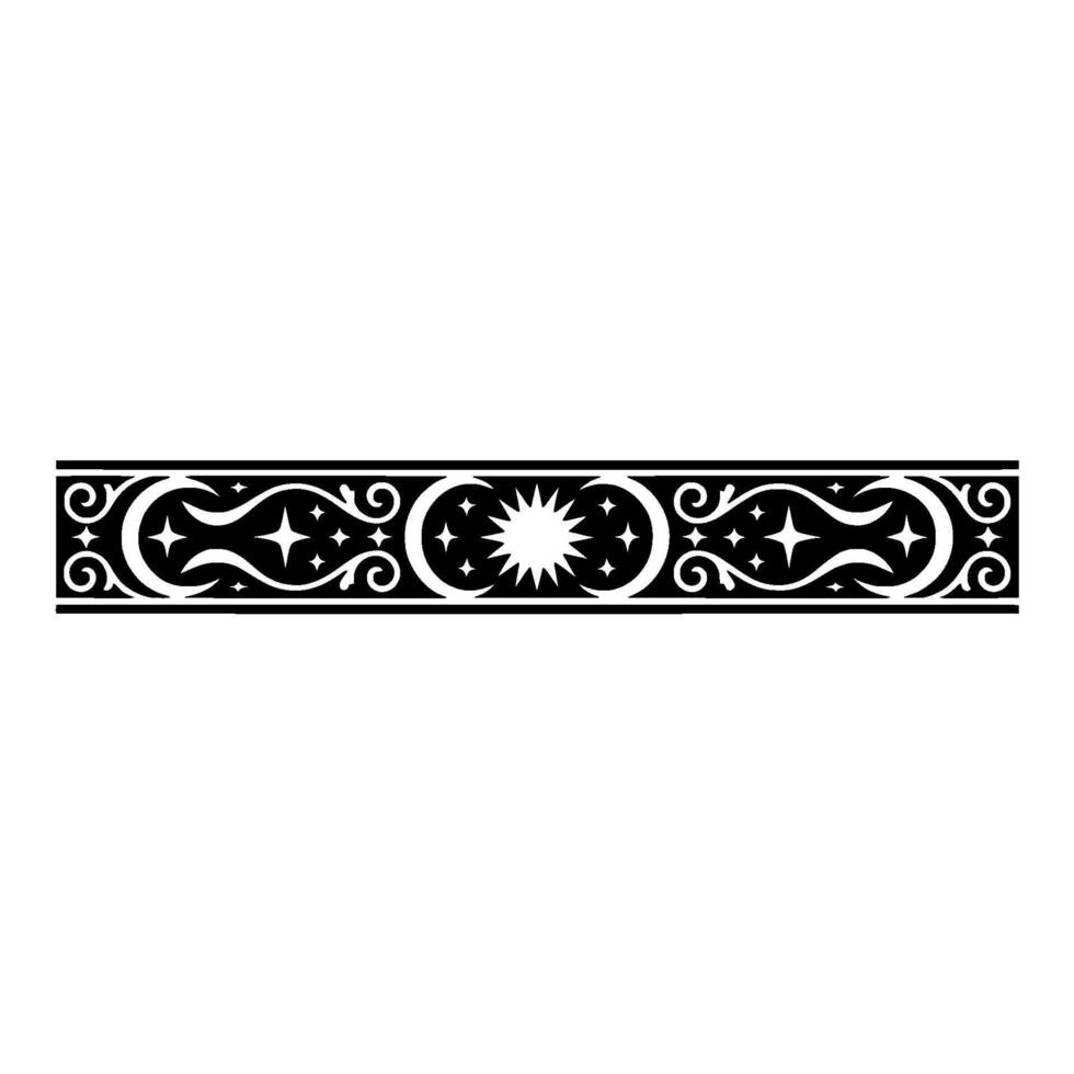 Celestial Border Star, Moon, Sun, Decorative in Black and White vector