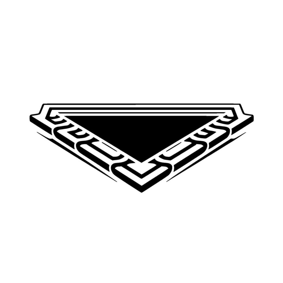Geometric Triangle Emblem, Art Deco Style, Black White, Clean vector