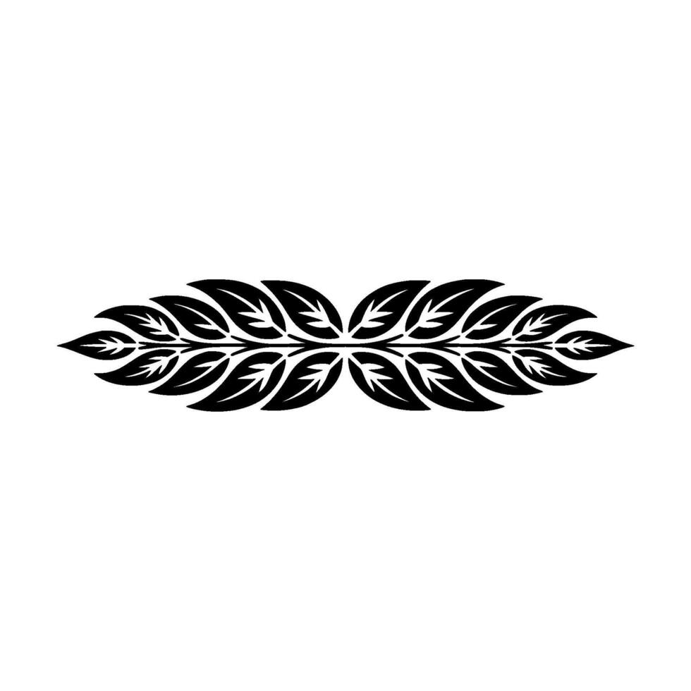 Symmetric Leaf Motif Illustration in Black White vector
