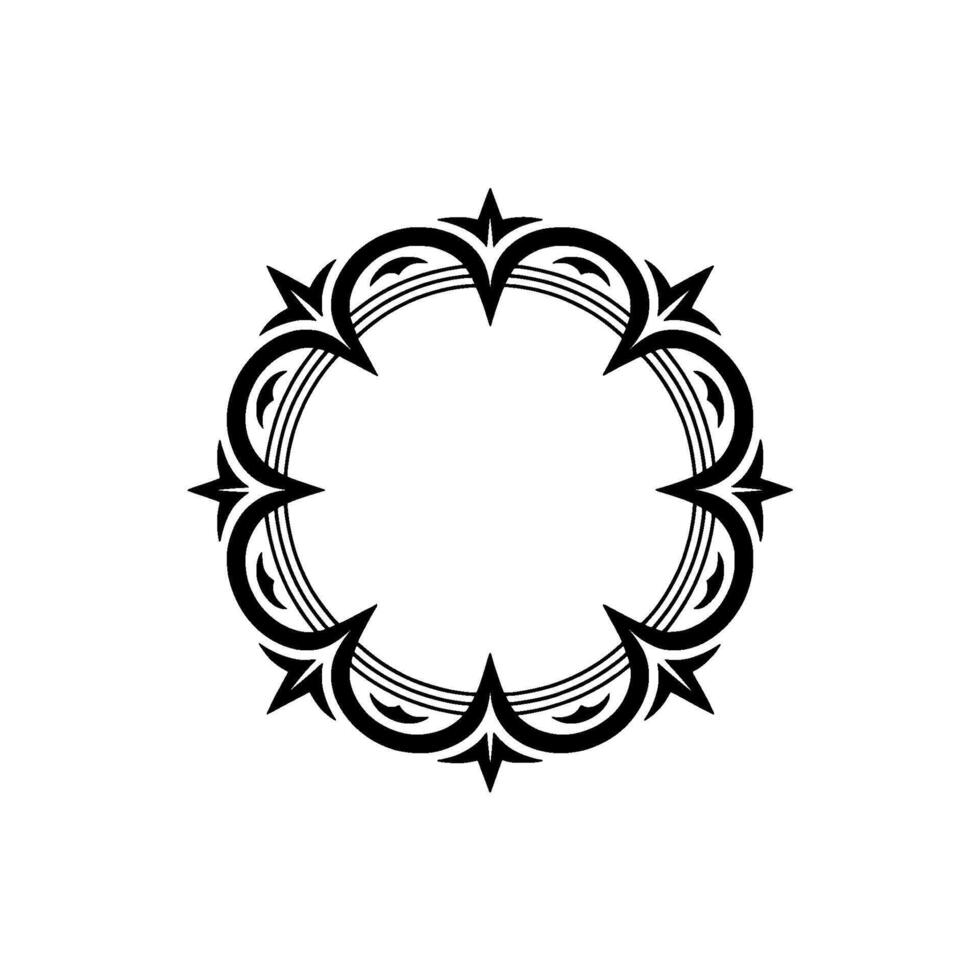 Ornate Black Circle Frame, Minimalist vector