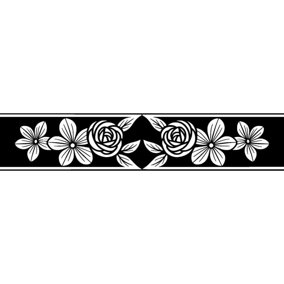 Elegant Floral Border Black and White - Illustration vector