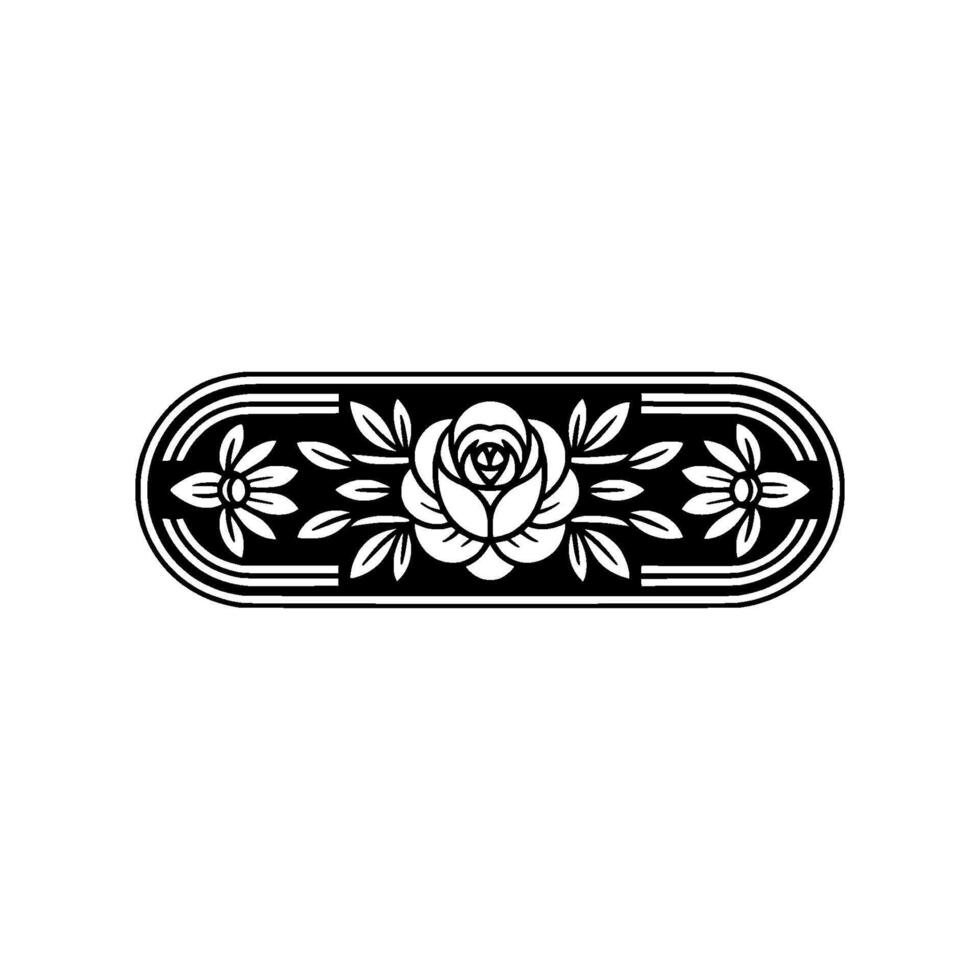 Elegant Floral Element Rose, Leaves, and Decorative Border vector