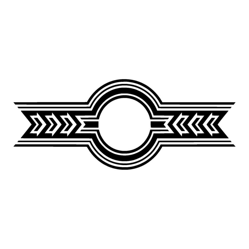 Geometric Minimalist Emblem with Arrow , Black on White vector