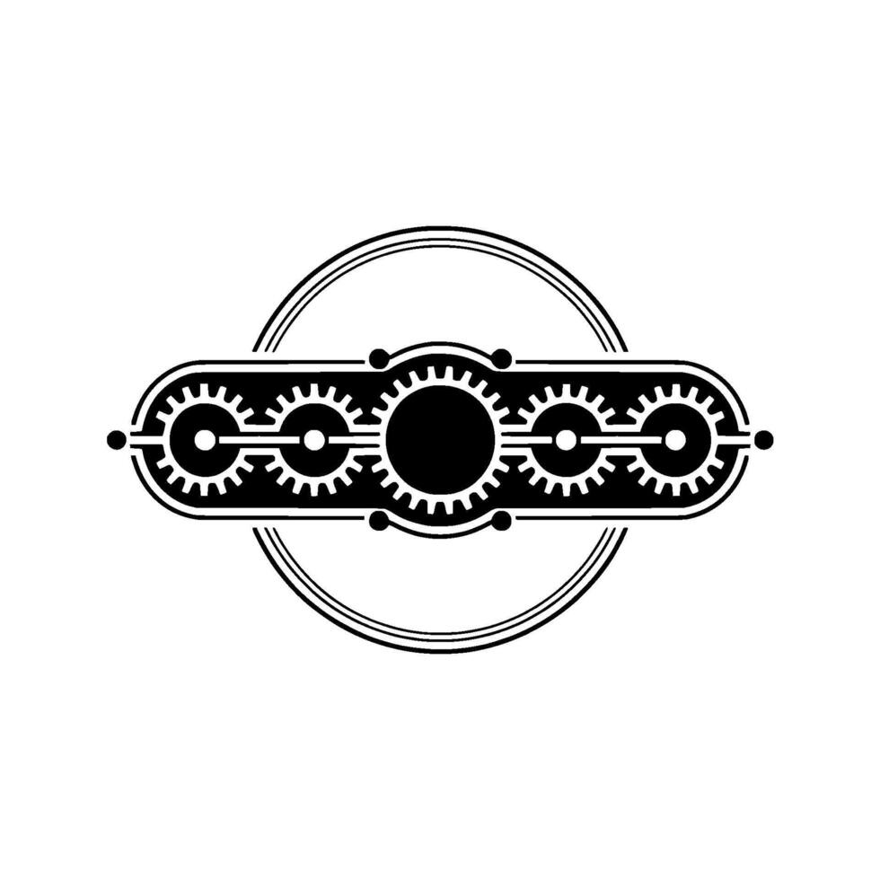 Abstract Gear Mechanism Illustration, Minimalist Industrial vector