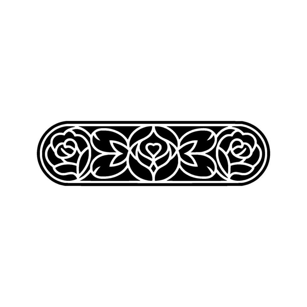 Black and White Floral Border , Minimalist Decorative Element vector