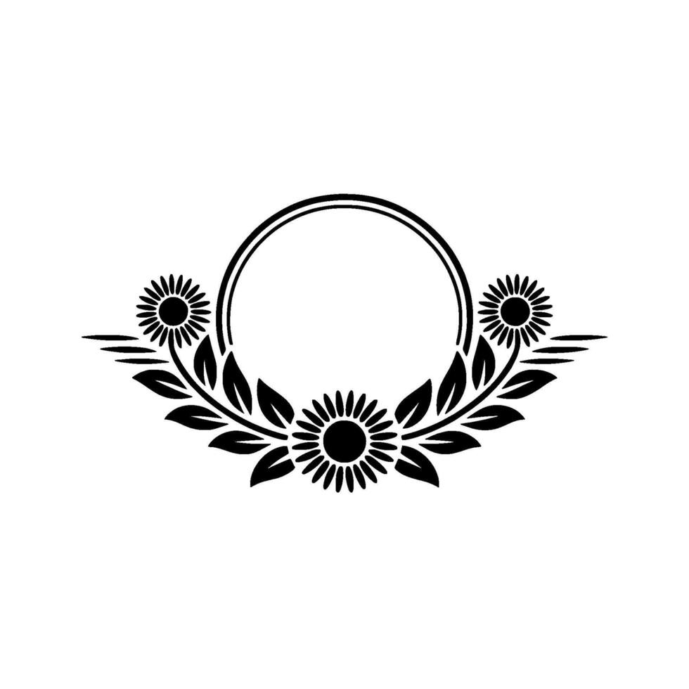 Elegant Sunflower Circle Frame, Minimalist Floral vector