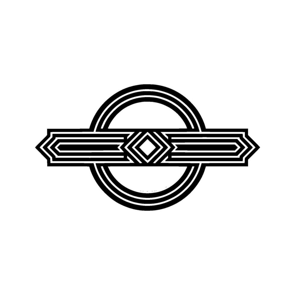 Geometric Art Deco Emblem with Circle and Bar, Monochrome Minimalist vector