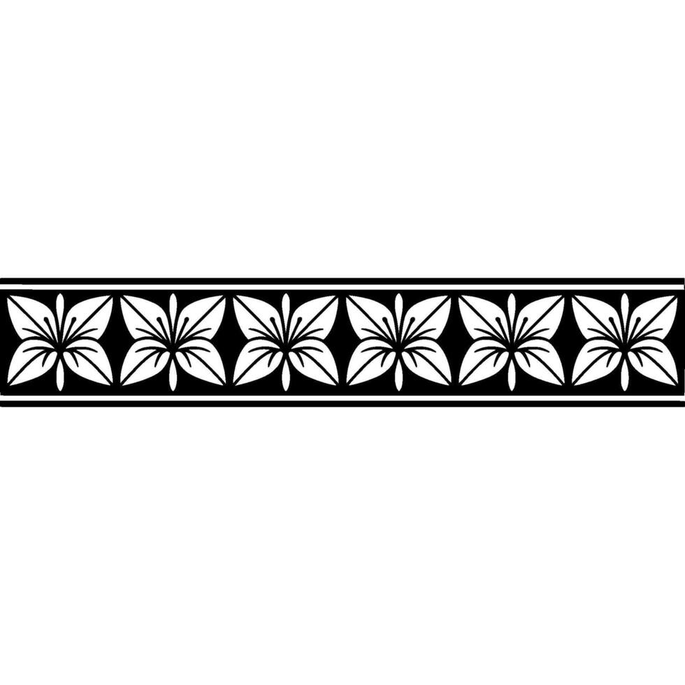 Minimalist Floral Border - Black White Decorative Element vector