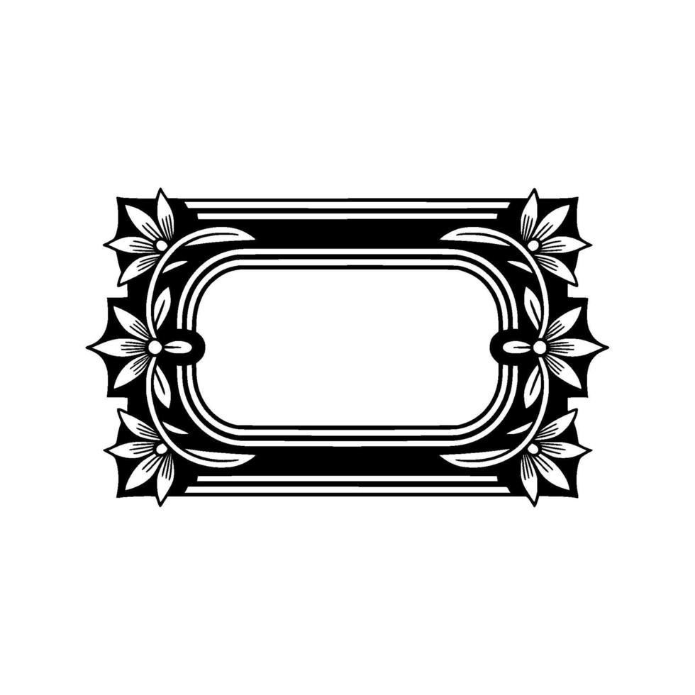 Elegant Floral Frame Illustration, Monochrome for Decoration vector