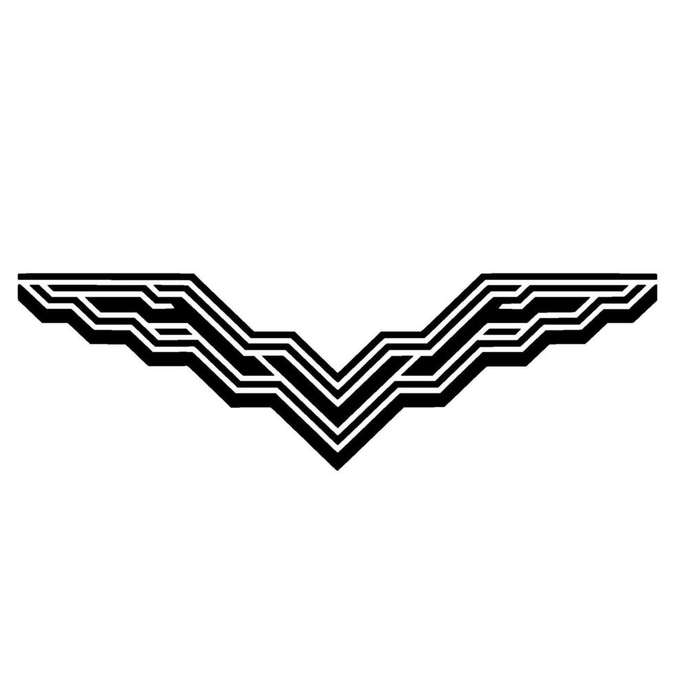Abstract Geometric Bird Wing in Black and White, Minimalist vector
