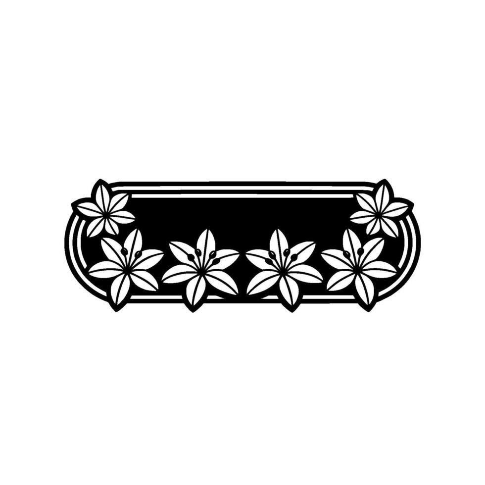 Floral Frame Silhouette Elegant Black and White Element vector