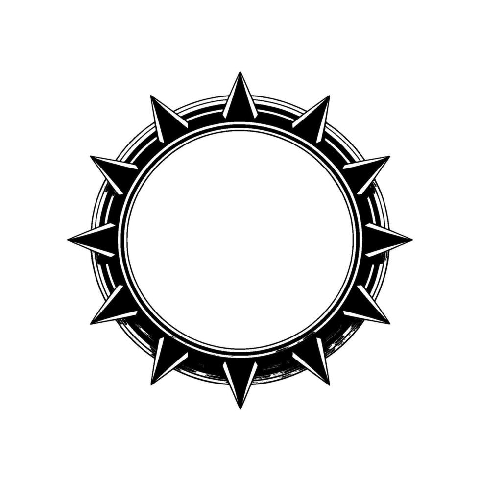 Spiked Circular Frame, Minimalist Black and Silver vector