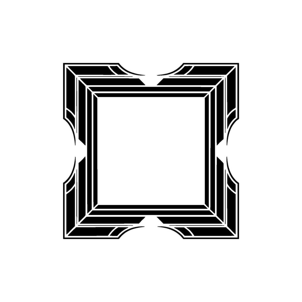 Art Deco Frame Elegant Black and White Border on Gray vector