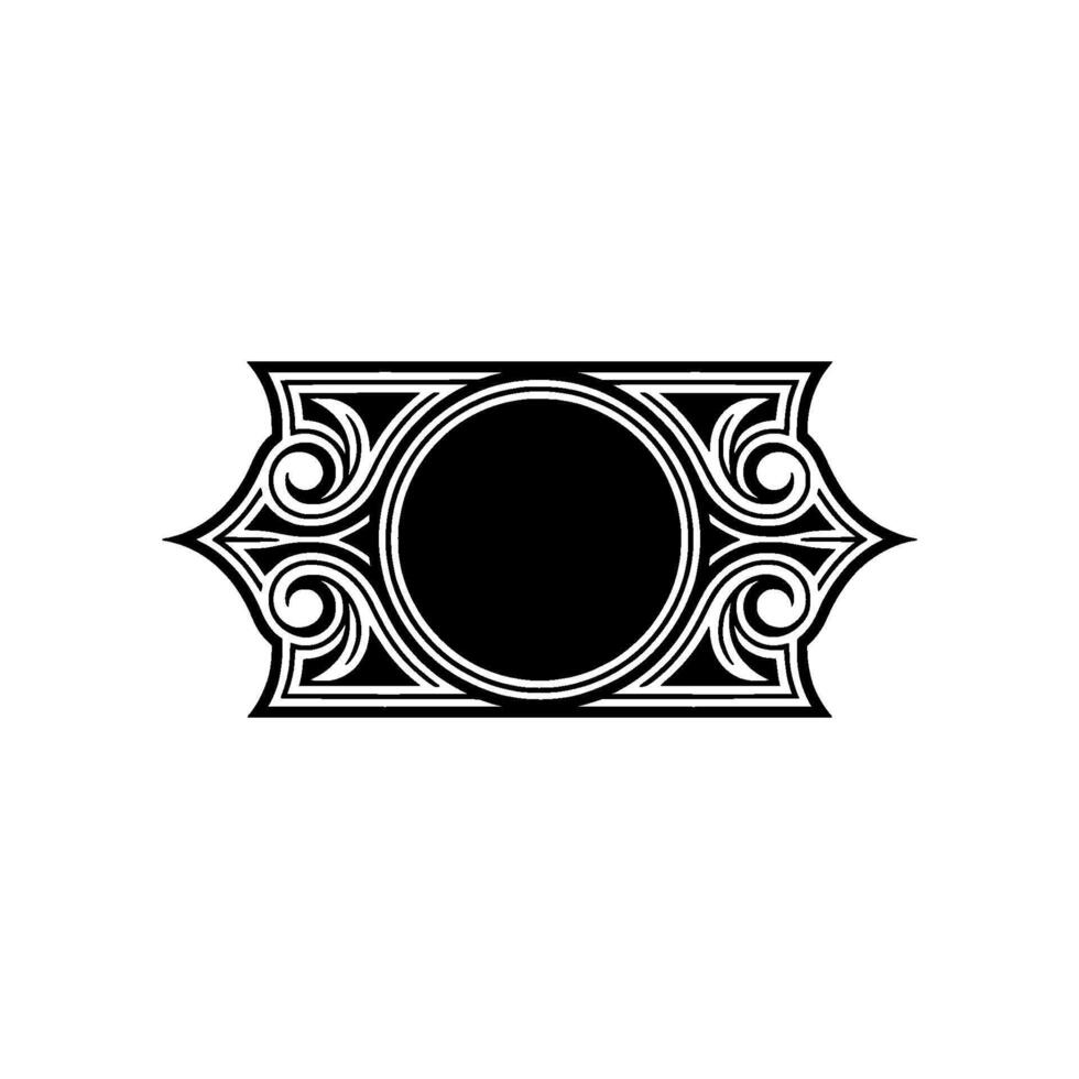 Ornamental Black White Decorative Frame with Circle, Art vector