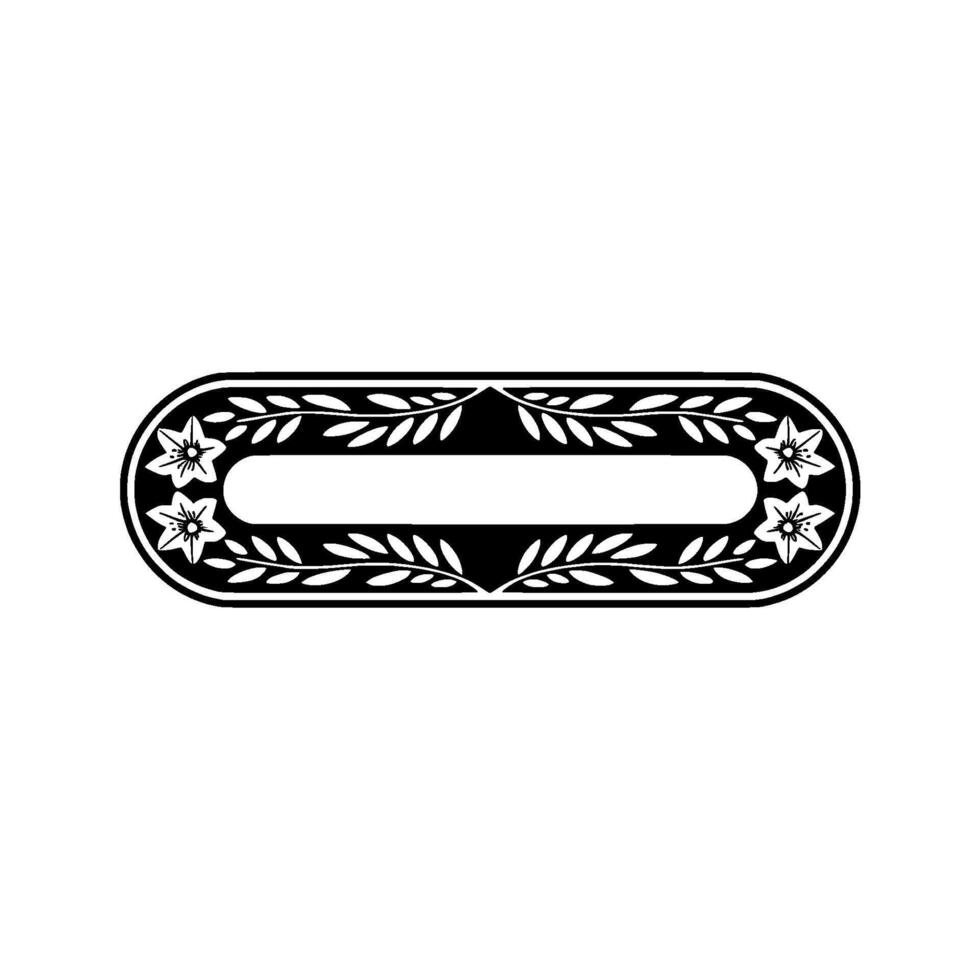 Black White Floral Oval Frame - , Elegant Decorative vector
