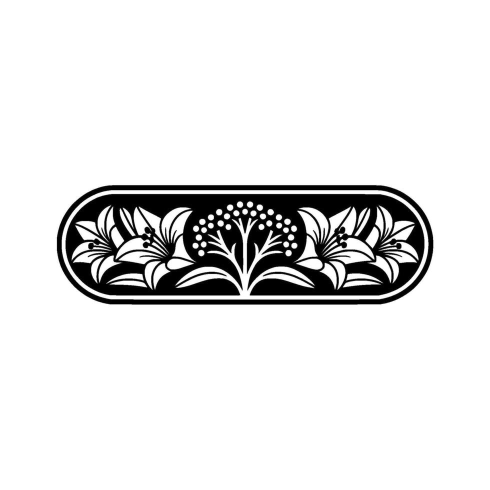 Elegant Floral Ornament Black and White Art Deco vector