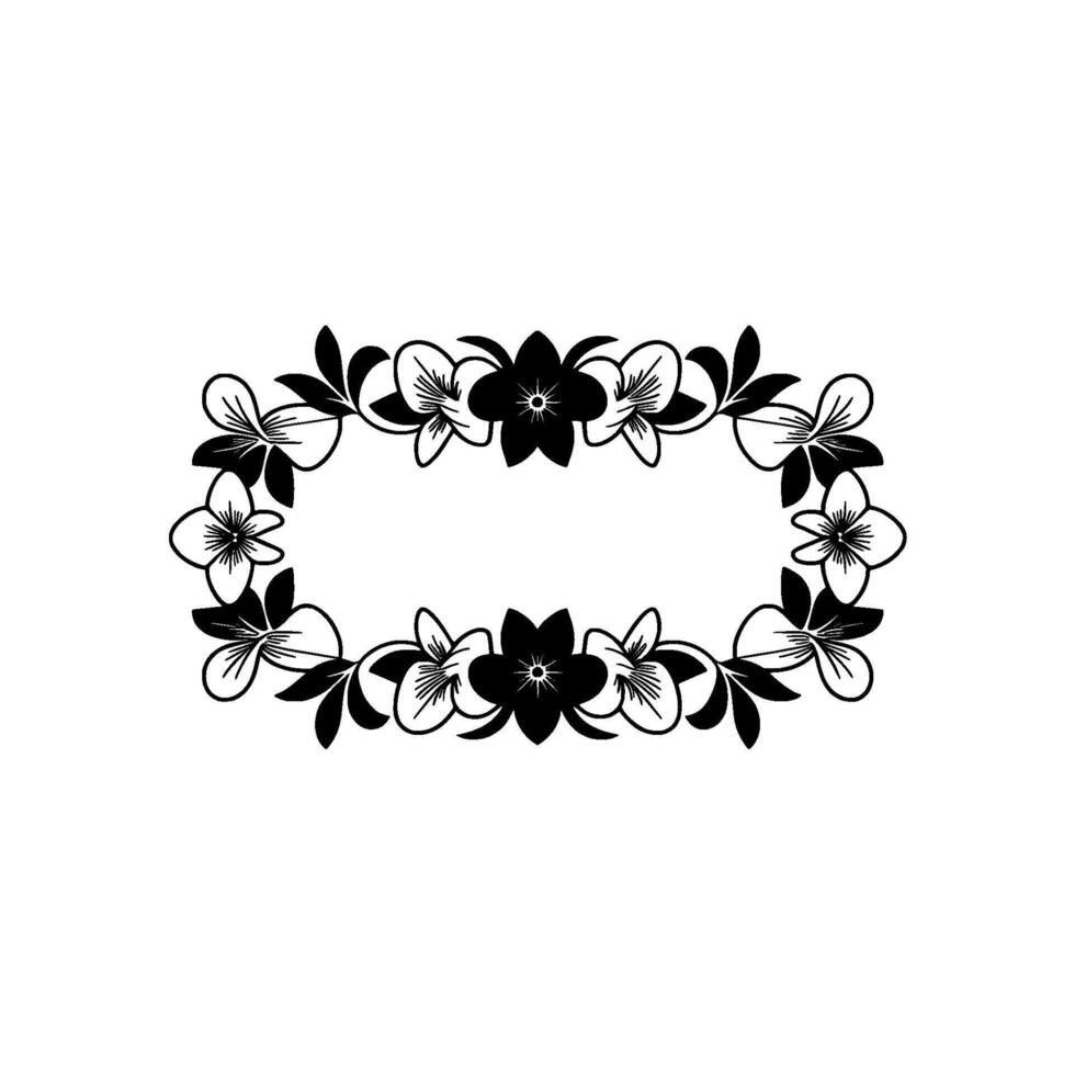 Elegant Floral Frame in Black and White - Flowers vector