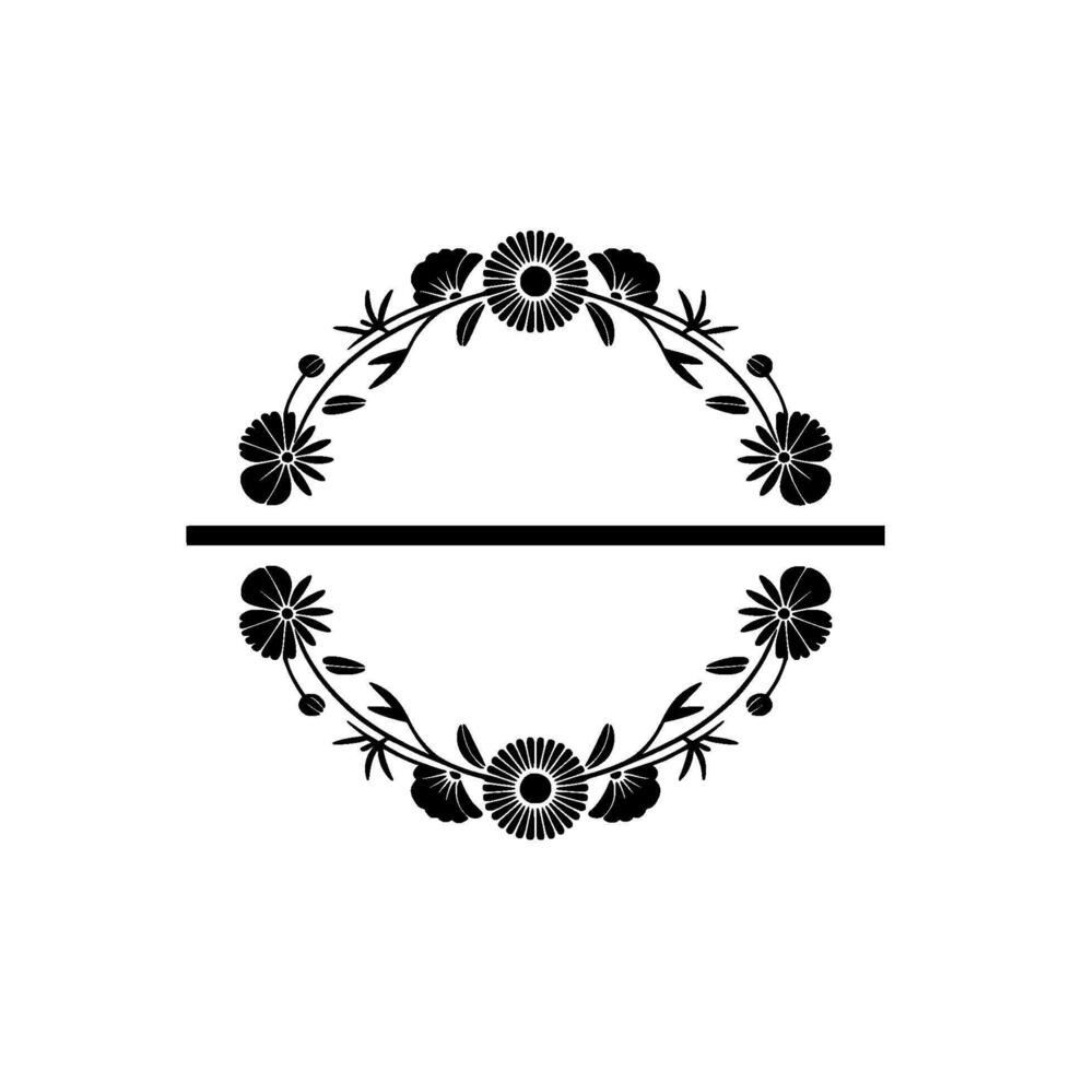 Floral Wreath Divider Minimalist Black White for Elegant Branding vector