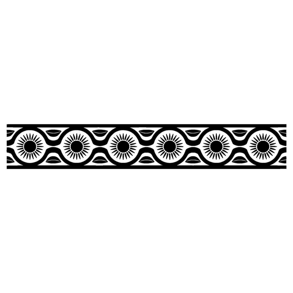 Black White Ornamental Sun Border, Geometric Pattern for vector