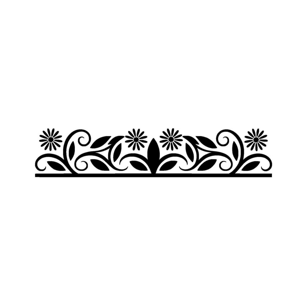 Floral Border Decorative Black and White Element vector