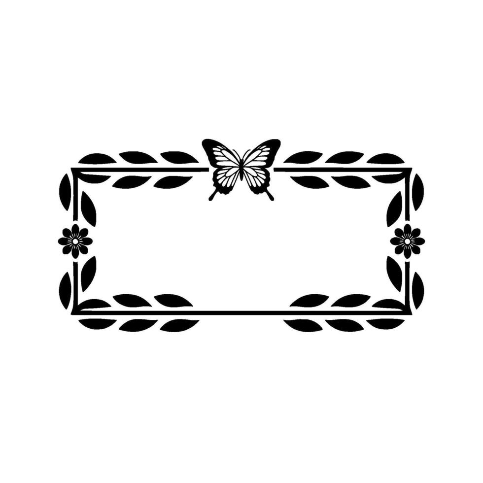 Elegant Butterfly Floral Frame, Decorative Border on White vector
