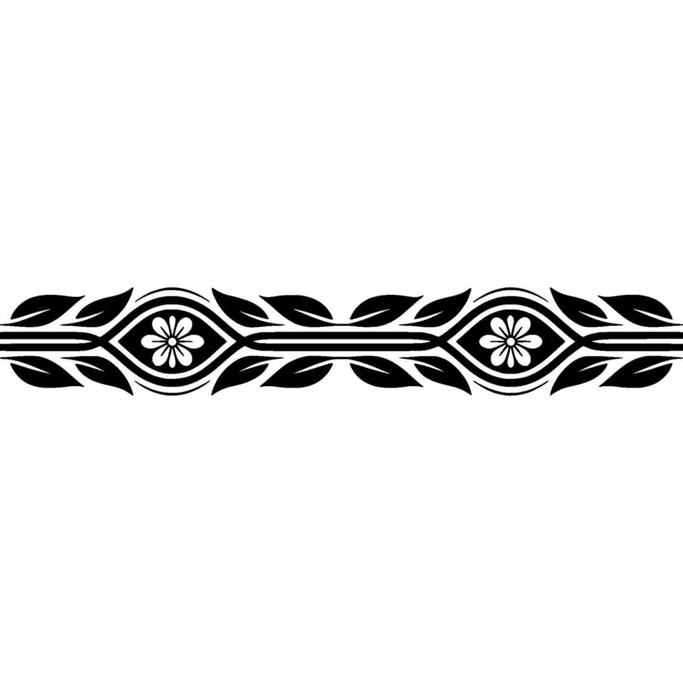 Elegant Floral Border in Black and White, Decorative Element - Illustration vector