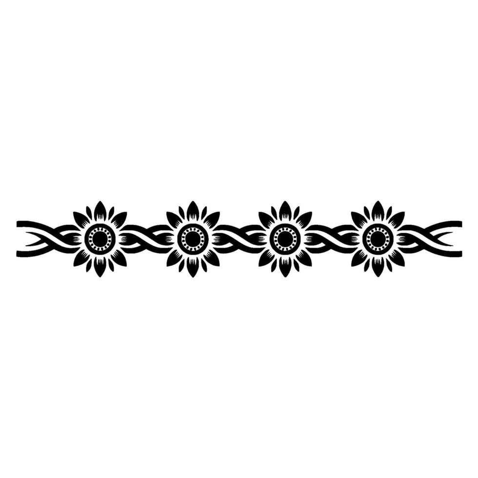 Floral Border, Black White, Elegant Line Art vector