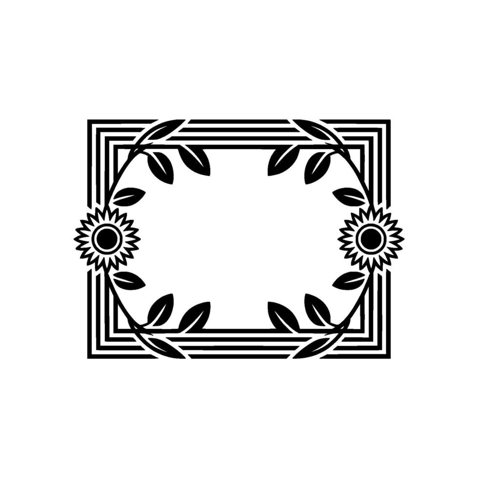 Black Floral Frame Minimalist, Elegant, Invitation Template vector
