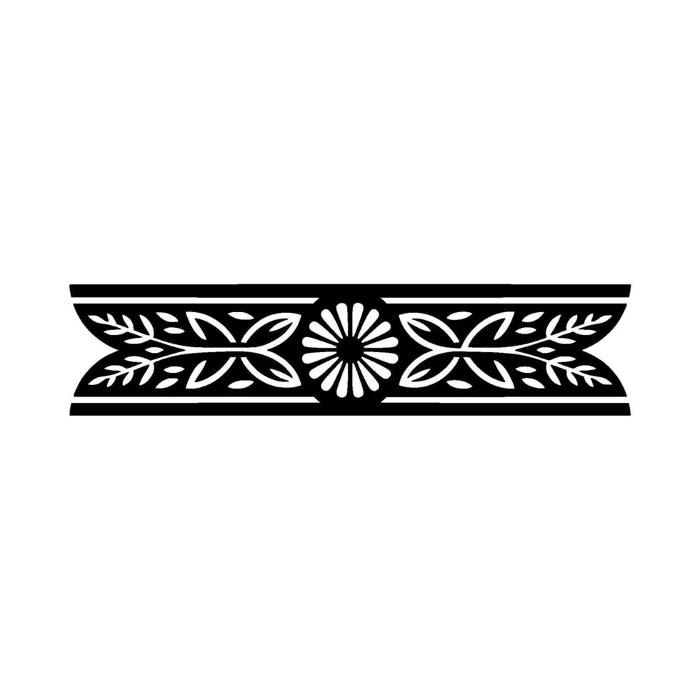 Elegant Floral Border in Black and Silver, Ornamental vector