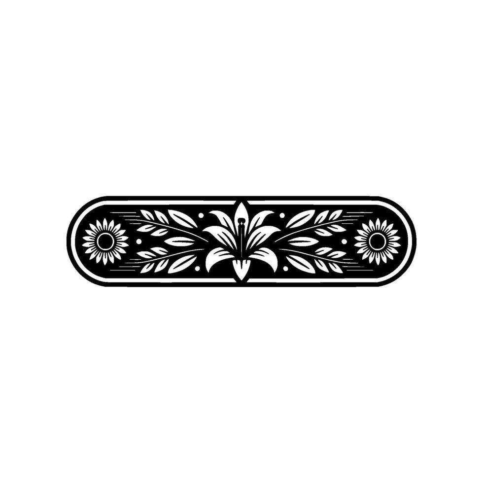 Elegant Floral Element - Black and White Illustration vector