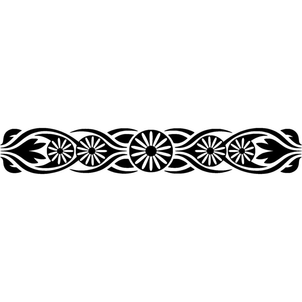 Elegant Floral Border in Black and White, Classic vector
