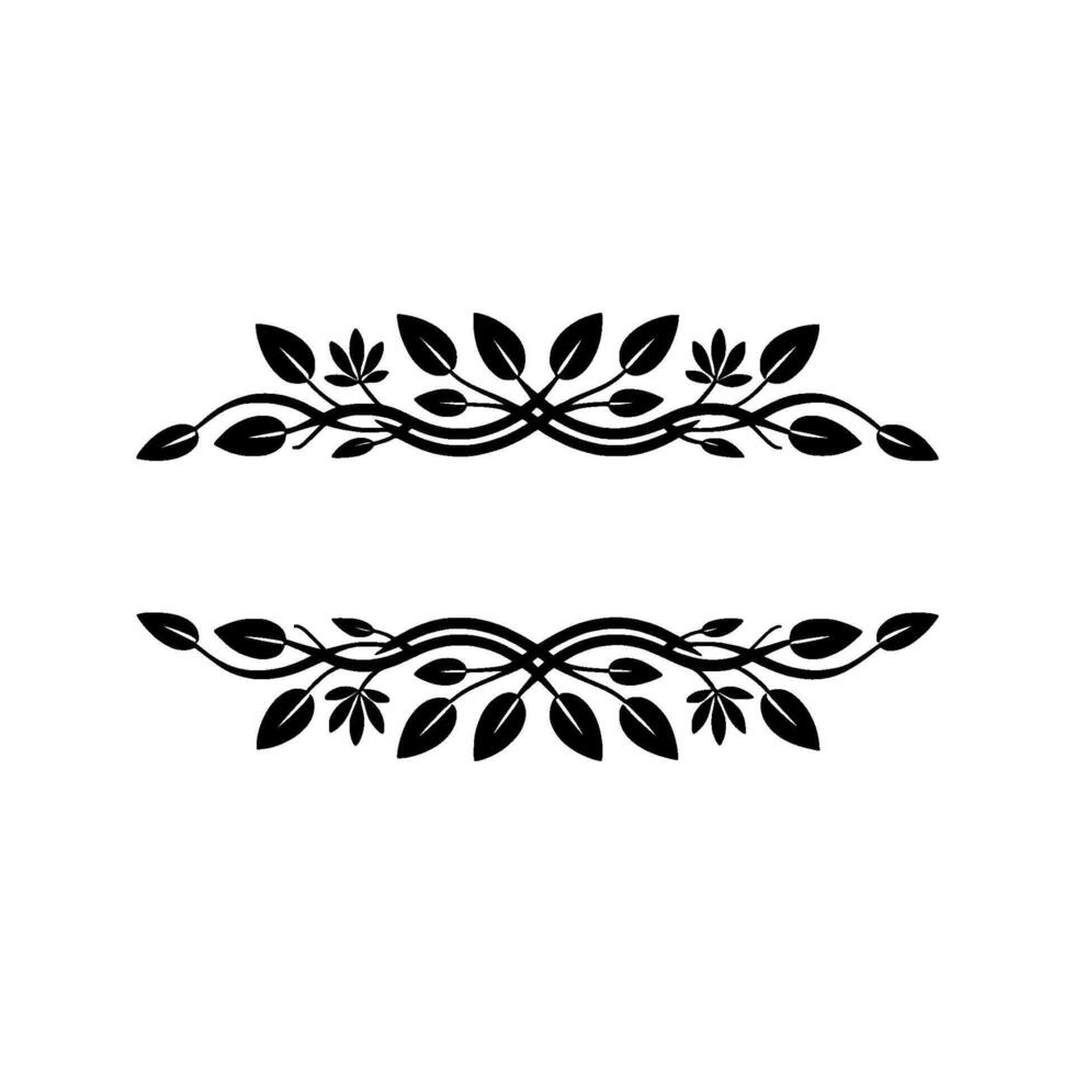 Elegant Leaf Border , Black on White, Minimalist Style vector