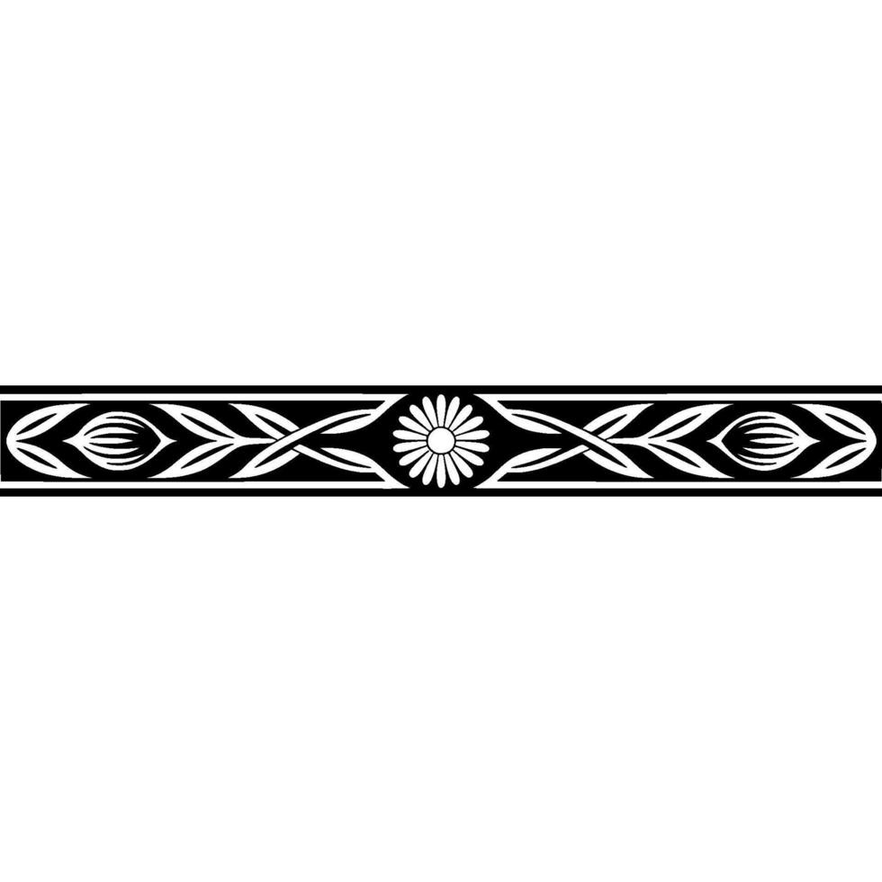 Elegant Floral Border Black White, Art Deco Style vector