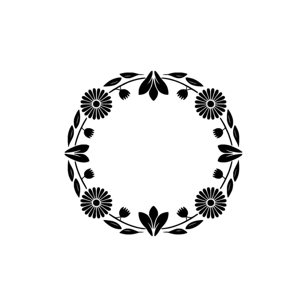 Elegant Black Floral Wreath Frame on Off-White Background vector