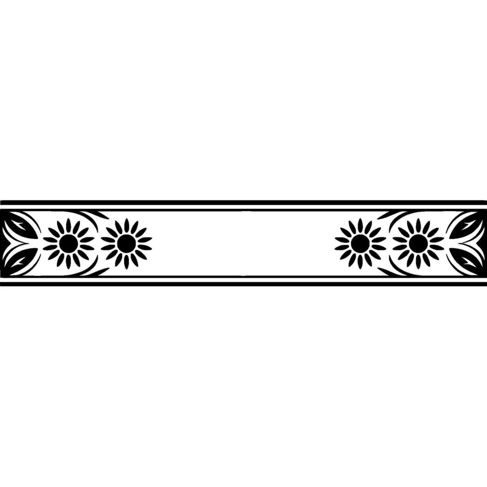 Floral Border, Decorative Pattern in Black White, Elegant Element vector