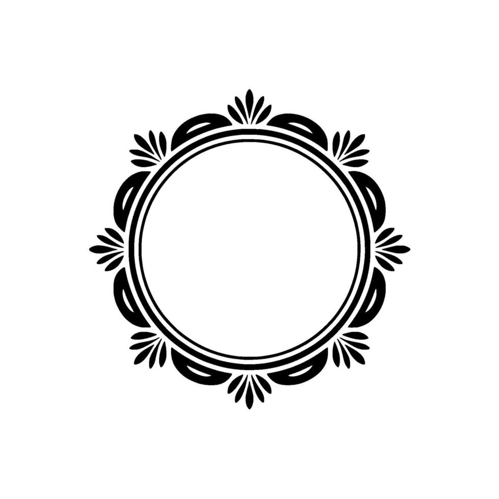Elegant Black Circular Decorative Frame on White Background vector
