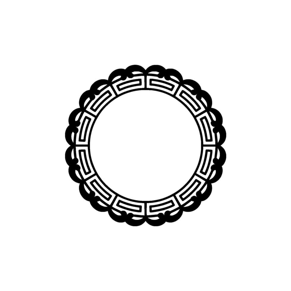 Circular Ornament, Geometric Black on White, Decorative Element vector