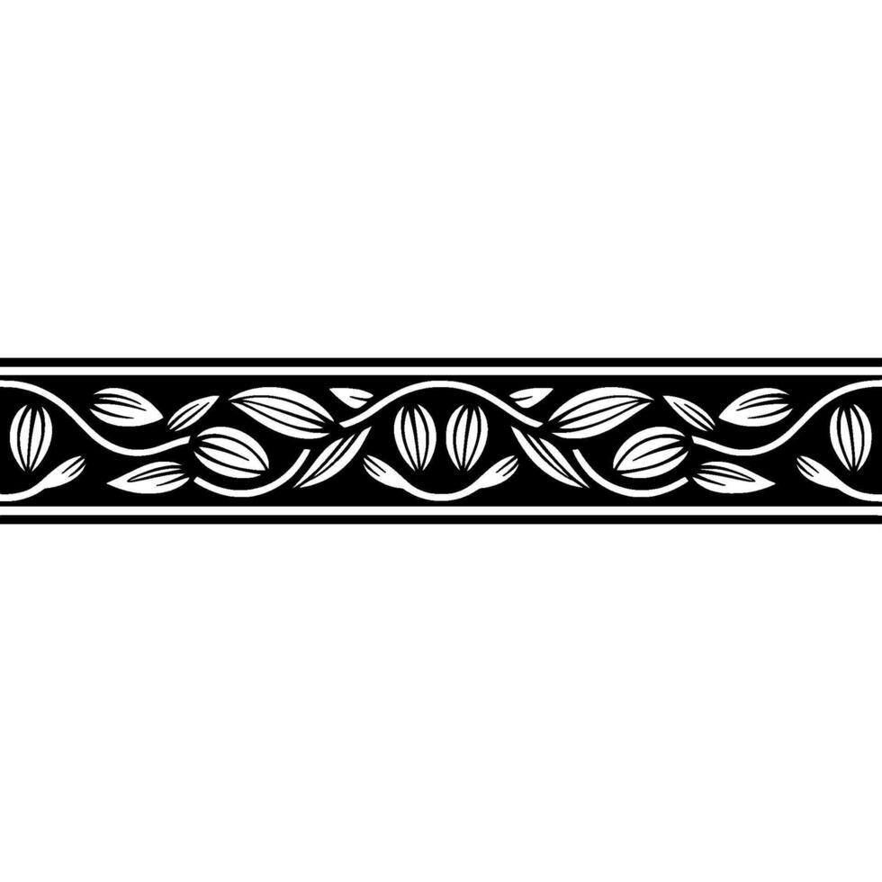 Elegant Black White Floral Border , Decorative Element - Leaves vector