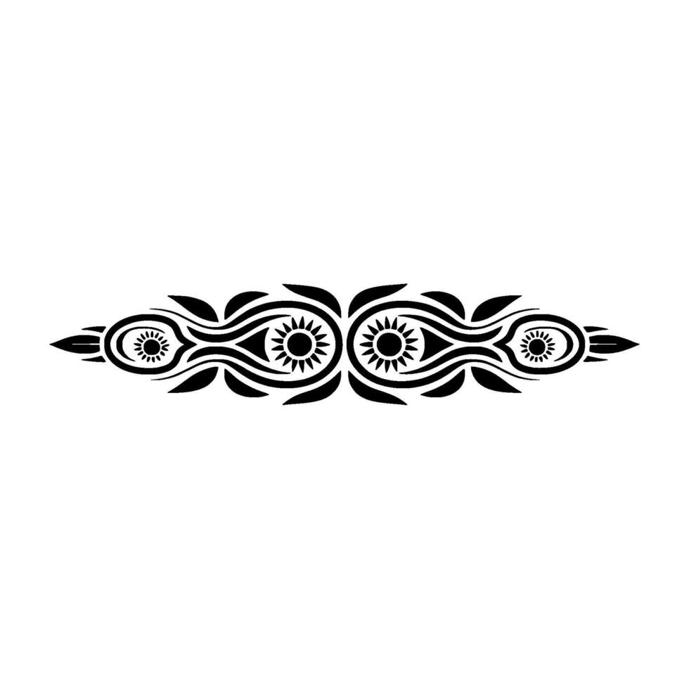 Abstract Eye Motif Border, Black on White, Geometric vector