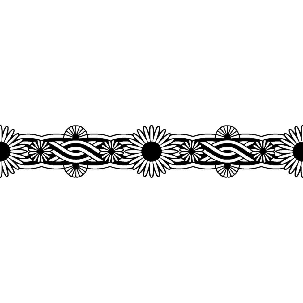 Elegant Daisy Border in Black and White, Decorative Floral vector