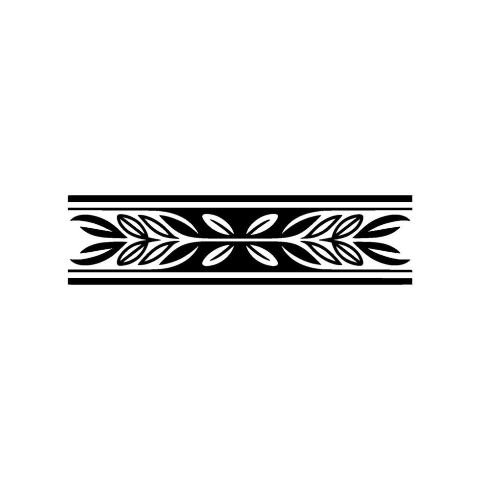 Elegant Black White Leaf Border Element, Minimalist vector
