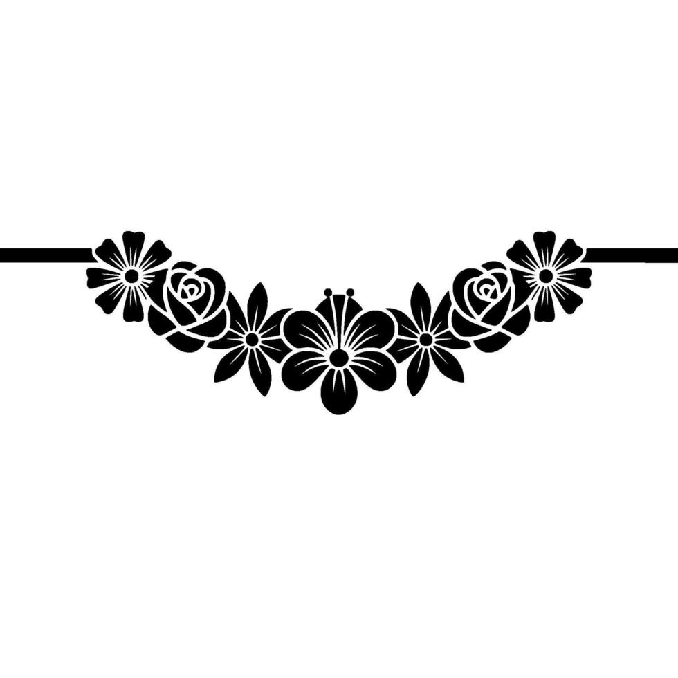Elegant Black Floral Border on White Background - Roses vector
