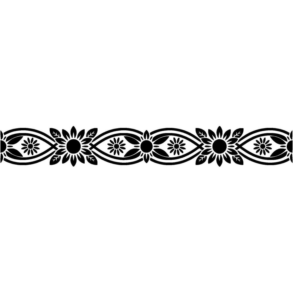 Floral Border Sunflower Motif in Black, Elegant vector