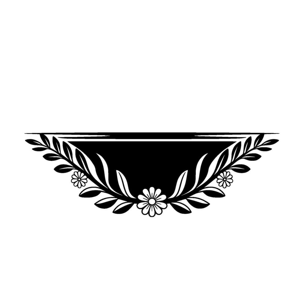Floral Crest, Minimalist Black and White Decorative Element vector