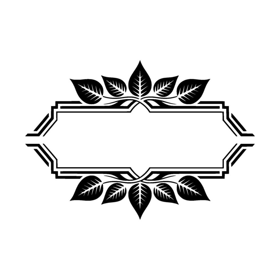 Elegant Leaf Frame , Black and Gray, Minimalist vector