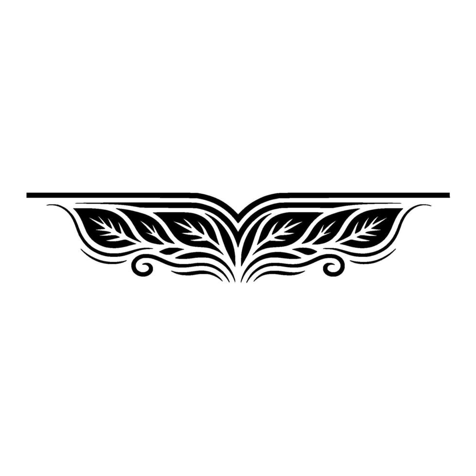 Elegant Black Leaf Motif Border Element on White Background vector