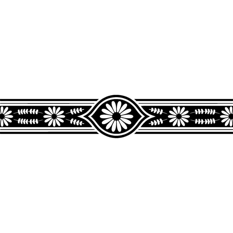 Minimalist Daisy Border in Black and White vector